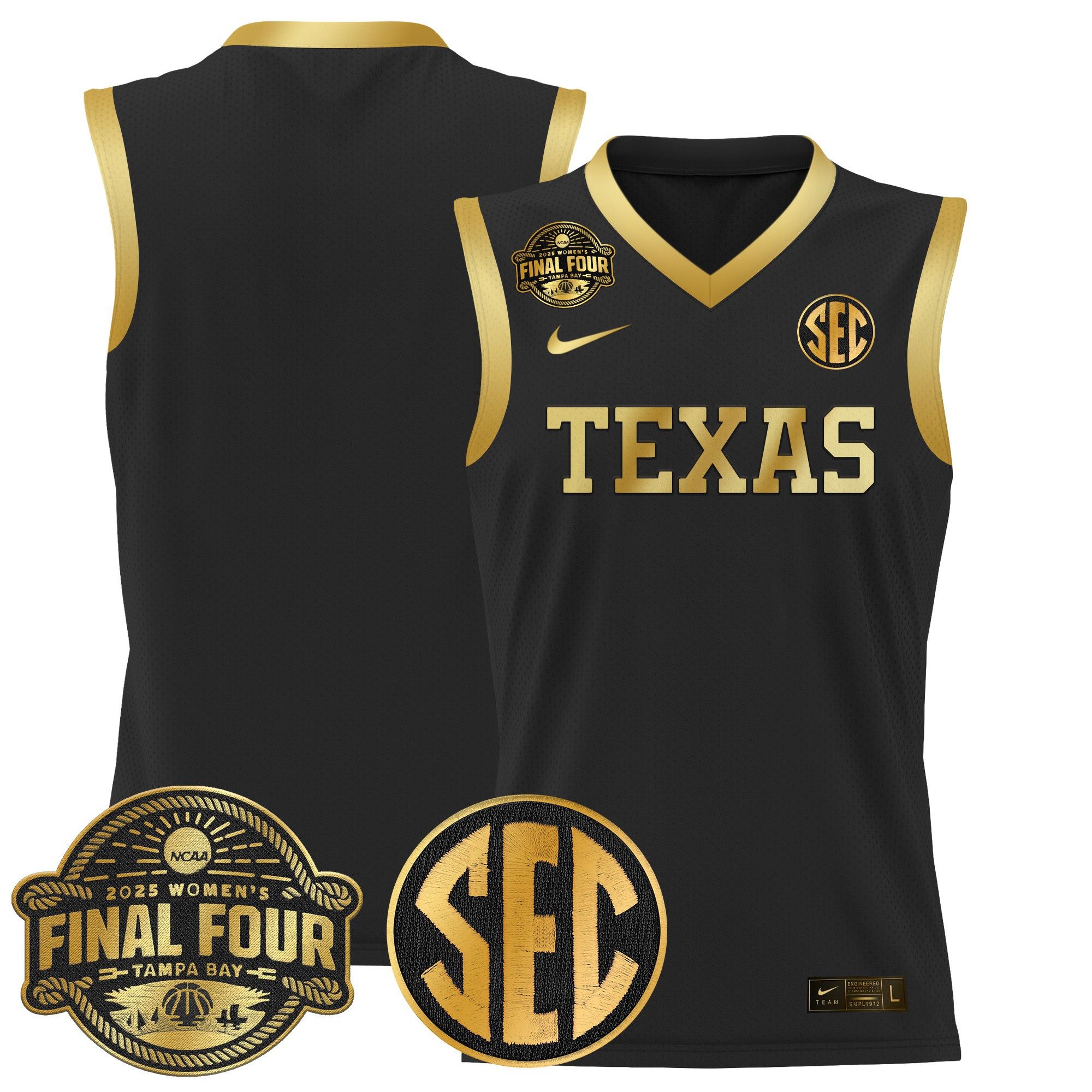 Men Texas Longhorns Blank Black Nike 2025 Final Four Patch Lightweight Basketball NCAA Jerseys